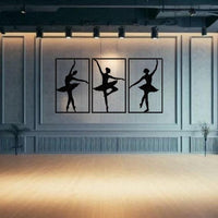Metal Ballerina Wall Art Trio - Elegant Dance Decor