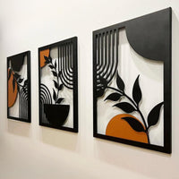 Triple Leaf Metal Wall Art Set | Modern Botanical Decor