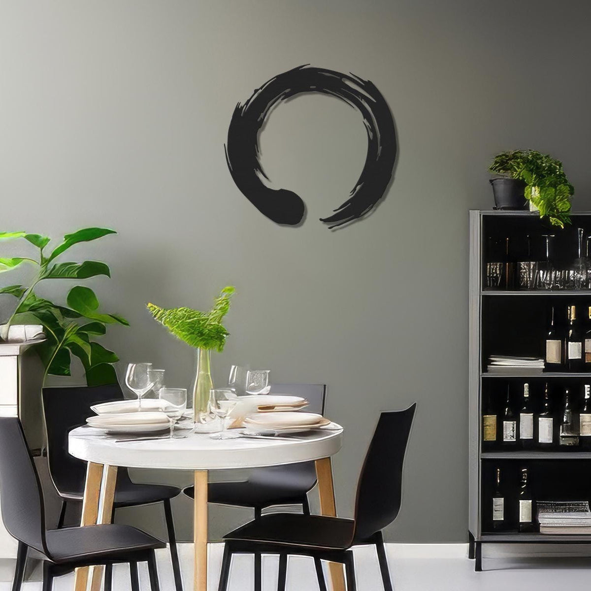 Enso Circle Metal Wall Art | Zen Japanese Calligraphy Decor