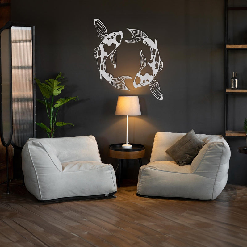 Zen Koi Metal Wall Art - Japanese Feng Shui Fish Decor