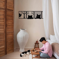 Cats in Window Metal Wall Art | Cute Animal Decor