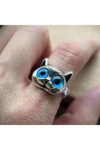 Bozhi Silver & Blue Cat Charm
