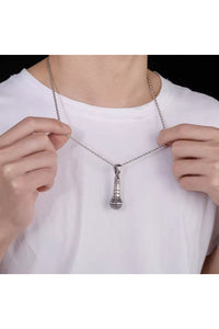 Bozhi Unisex Silver Microphone Necklace