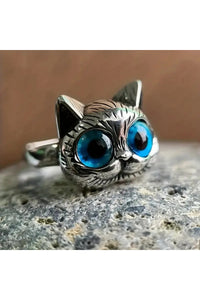 Bozhi Silver & Blue Cat Charm