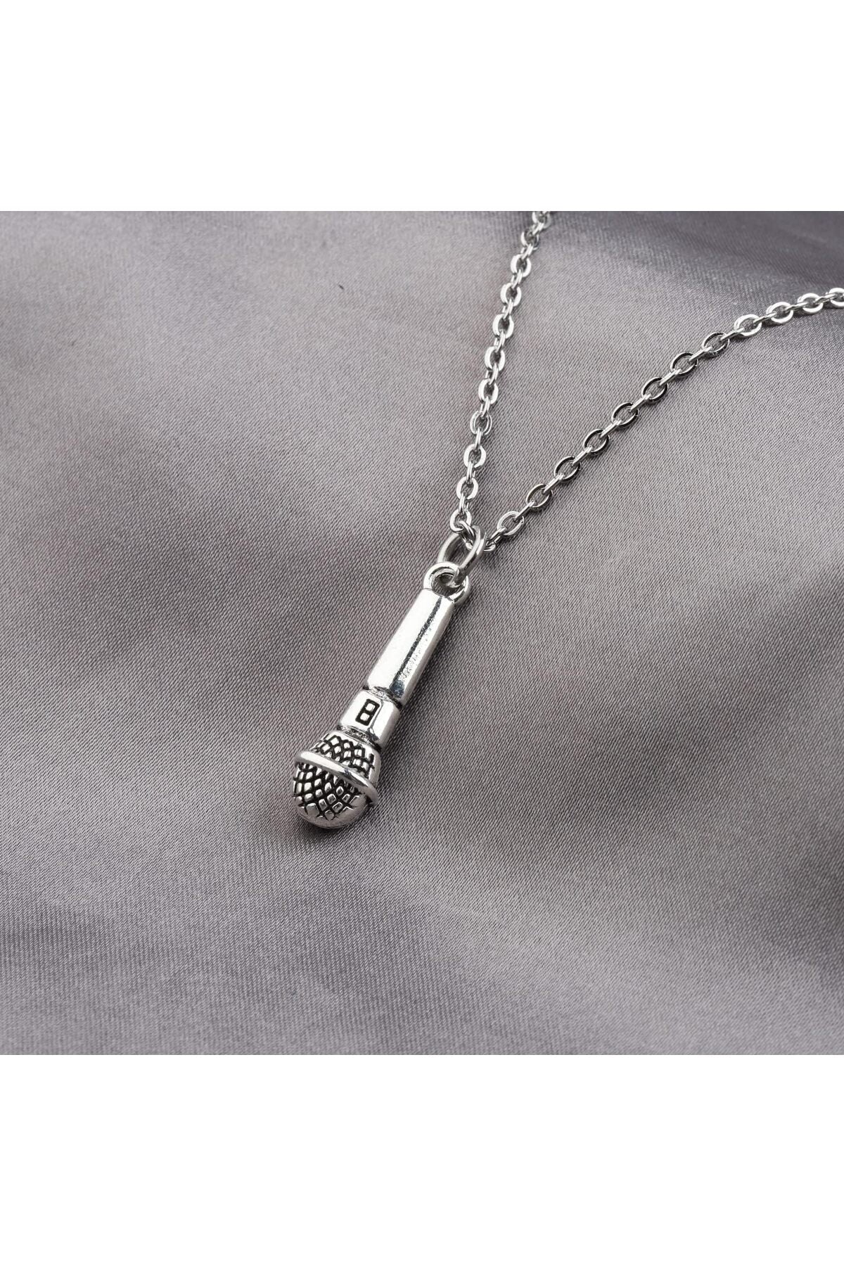 Bozhi Unisex Silver Microphone Necklace