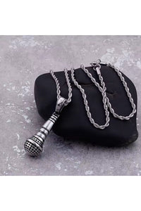 Bozhi Unisex Silver Microphone Necklace