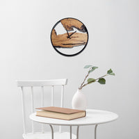 Olive Wood Wall Clock with Metal Frame - Modern Rustic