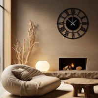 Oversized Metal Wall Clock | Large Roman Numerals