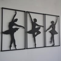 Metal Ballerina Wall Art Trio - Elegant Dance Decor