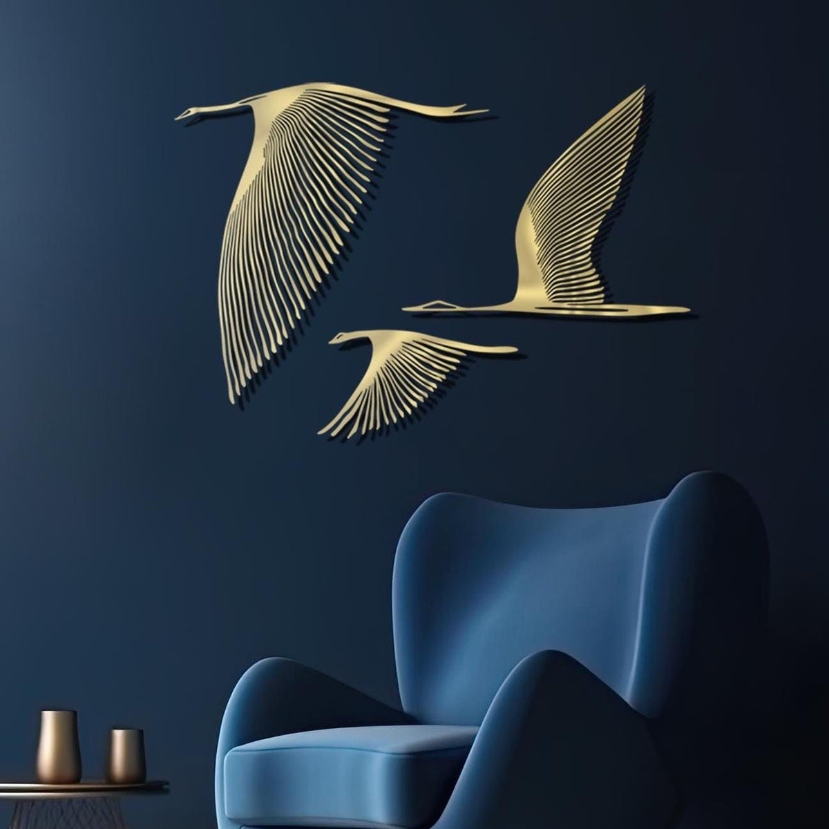 Flying Birds Metal Wall Art Set of 3 | Modern Animal Decor