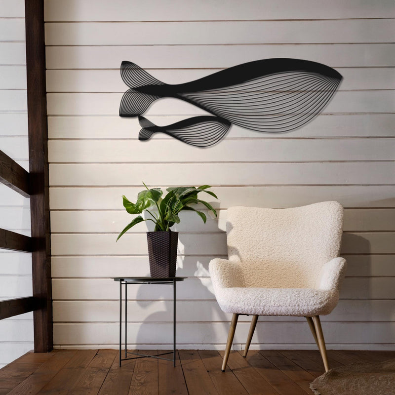 Mother and Baby Fish Metal Wall Art | Ocean Theme Decor