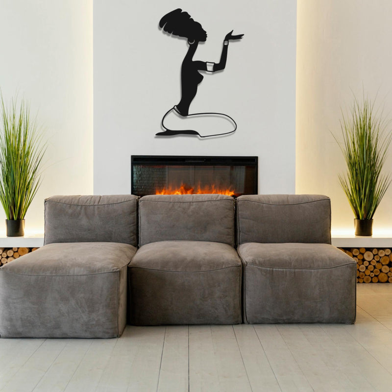 African Woman Metal Wall Art | Afro Silhouette Decor