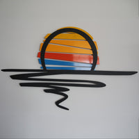 Art Mural Métal Coucher de Soleil - Design Abstrait Coloré