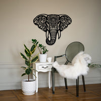 Mandala Elephant Metal Wall Art | Boho Animal Decor