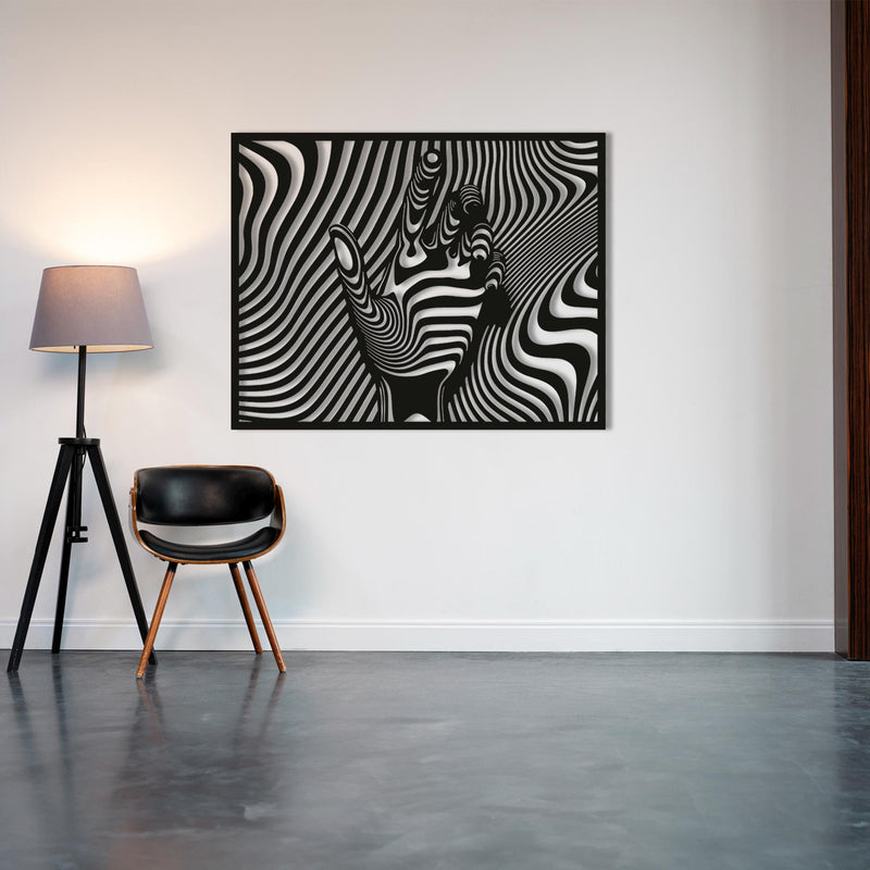 3D Metal Hand Wall Art - Abstract Optical Illusion Decor