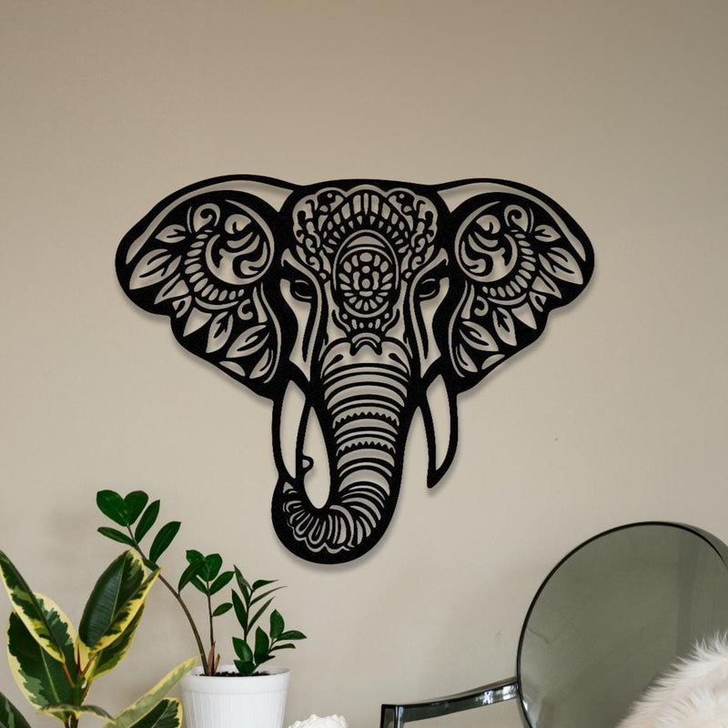 Mandala Elephant Metal Wall Art | Boho Animal Decor