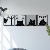 Cats in Window Metal Wall Art | Cute Animal Decor