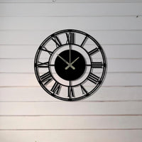 Oversized Metal Wall Clock | Large Roman Numerals