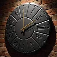 Large Wooden Wall Clock with Roman Numerals | Silent Modern Design