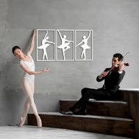 Metal Ballerina Wall Art Trio - Elegant Dance Decor