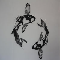 Zen Koi Metal Wall Art - Japanese Feng Shui Fish Decor