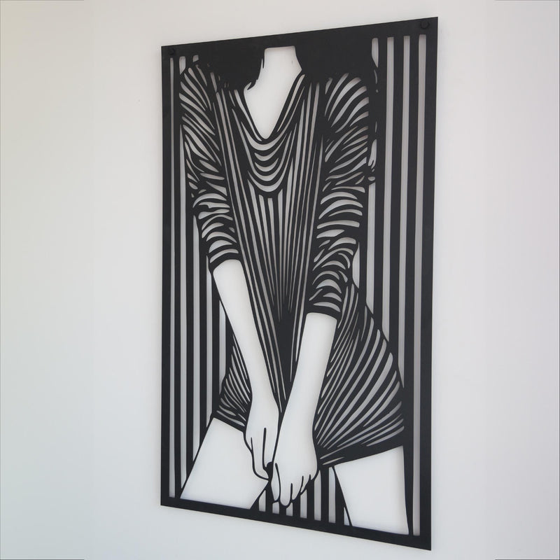 Minimalist Woman Metal Wall Art | Modern Female Silhouette Decor