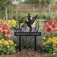 Personalized Hummingbird Metal Garden Sign | Custom Yard Decor