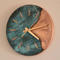 Handmade Copper Patina Wall Clock | Rustic Industrial Design