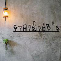 Cheers Metal Wall Art | Wine Glass Bar & Kitchen Decor