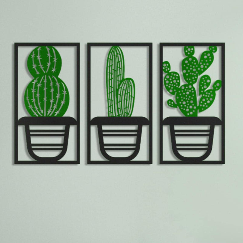 Metal Cactus Wall Art - Modern Indoor Outdoor Succulent Decor