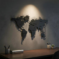 Metal Dünya Haritası Duvar Sanatı - Ev Ofis & Seyahat Sever Dekorasyonu
