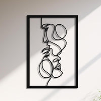 Metal Faces Wall Art | Abstract Line Art & Couple Decor