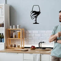 Metal Wine Glass Wall Art | Minimalist Bar & Kitchen Decor
