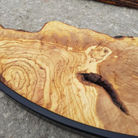 Olive Wood Wall Clock with Metal Frame - Modern Rustic