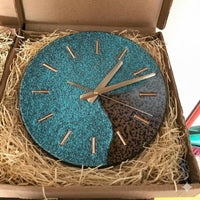 Handmade Copper Patina Wall Clock | Rustic Turquoise Decor