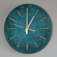 Handmade Copper Wall Clock | Rustic Patina Home Decor