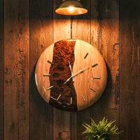 Large Oak Wood Wall Clock - Modern Rustic Silent Design