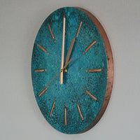 Handmade Copper Wall Clock | Rustic Patina Home Decor