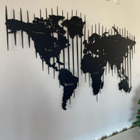 Metal Dünya Haritası Duvar Sanatı - Ev Ofis & Seyahat Sever Dekorasyonu