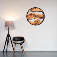 Olive Wood Wall Clock with Metal Frame - Modern Rustic