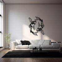 Zen Koi Metal Wall Art - Japanese Feng Shui Fish Decor