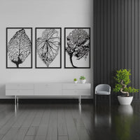 Metal Leaf Wall Art Set of 3 | Modern Botanical Sculpture Decor