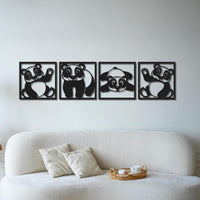 Panda Metal Wall Art Set for Kids Room & Nursery Decor