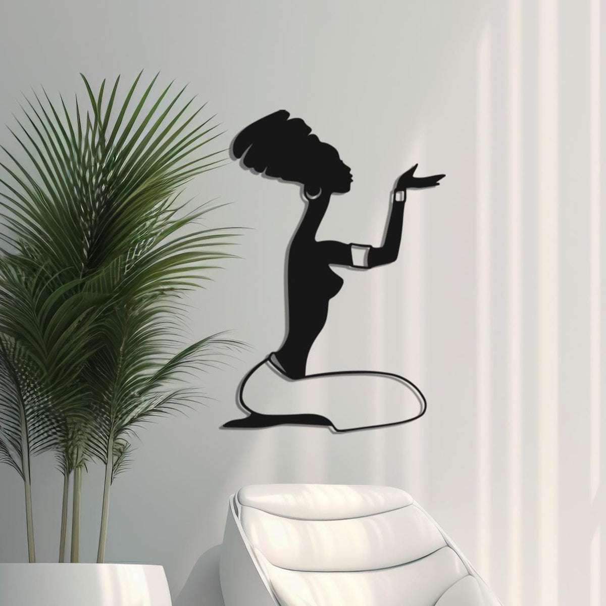 African Woman Metal Wall Art | Afro Silhouette Decor