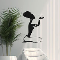 African Woman Metal Wall Art | Afro Silhouette Decor