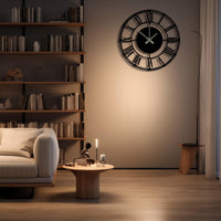 Oversized Metal Wall Clock | Large Roman Numerals