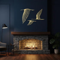 Flying Birds Metal Wall Art Set of 3 | Modern Animal Decor