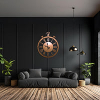 Grande Horloge Murale Métal Chiffres Romains | Style Montre de Poche Vintage