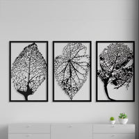 Metal Leaf Wall Art Set of 3 | Modern Botanical Sculpture Decor