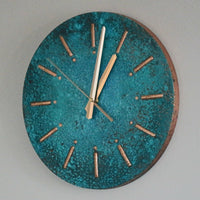 Handmade Copper Wall Clock | Rustic Patina Home Decor